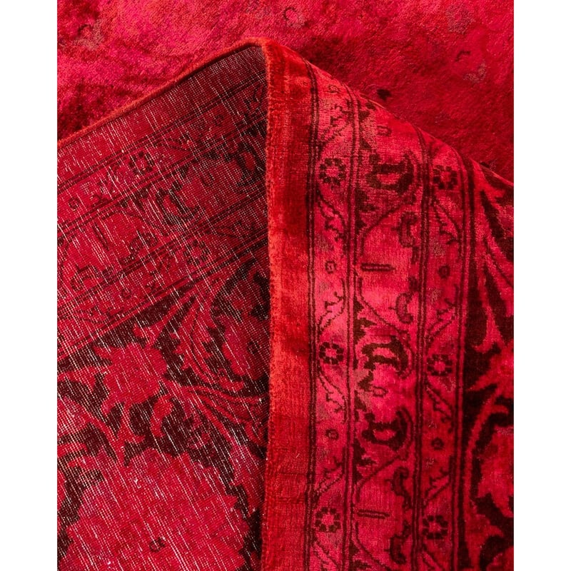 Overton Hand Knotted Wool Vintage Inspired Modern Contemporary Overdyed Red Area Rug - 9' 3" x 12' 3"
