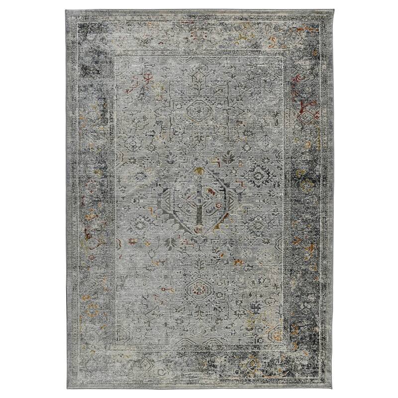 Lanfar Hennasie Silver/Orange Polyester Blend Area Rug