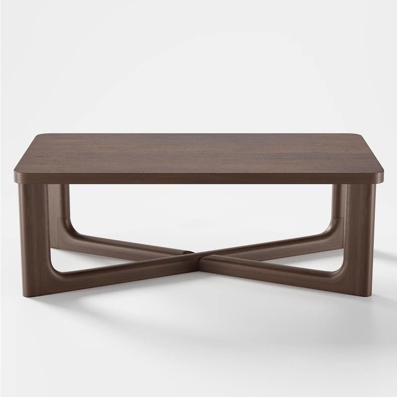 Modern Coffee Table Farmhouse Solid Wood Coffee Table with Cross Sturdy Legs Center Table for Home Office Living Room