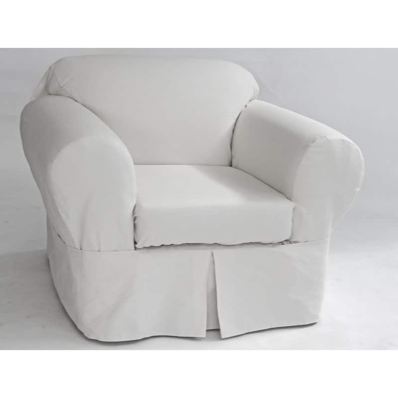 Classic Slipcovers Two Piece Twill Chair Slipcover - White