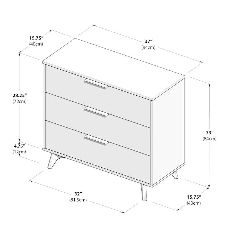 Plank and Beam Haven 3-Drawer Dresser with Pull Handles