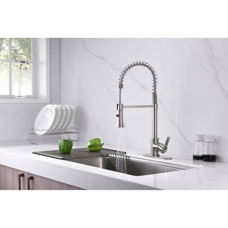 UltraFaucets Euro Collection Spring Spout Kitchen Faucet With Pull-Down Spray