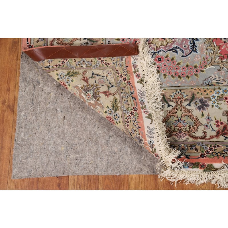 Handmade Pink Wool & Silk Tabriz Persian Area Rug Traditional Carpet - 5'0"x 7'6"