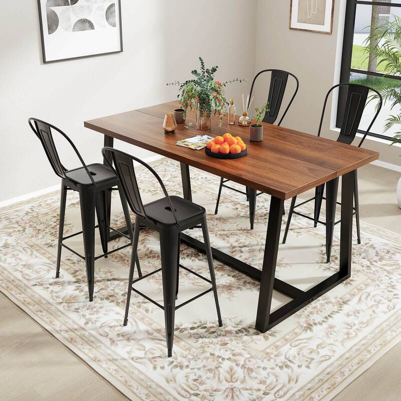 Costway Set of 4 High Back Metal Stool 30'' Seat Bar Height Industrial