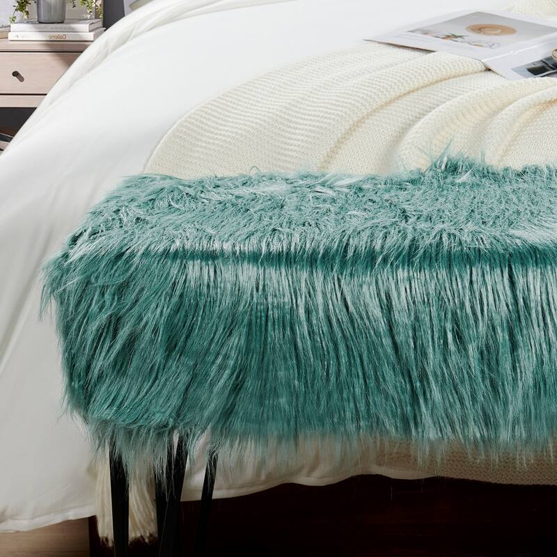 Home Soft Things Mongolian Fauxfur Ottoman 46"x16"x22" with Table Legs