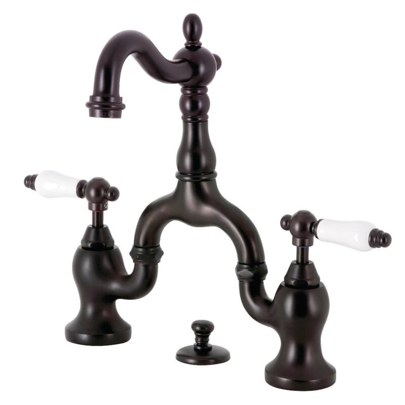 English Country Bridge Bathroom Faucet with Brass Pop-Up