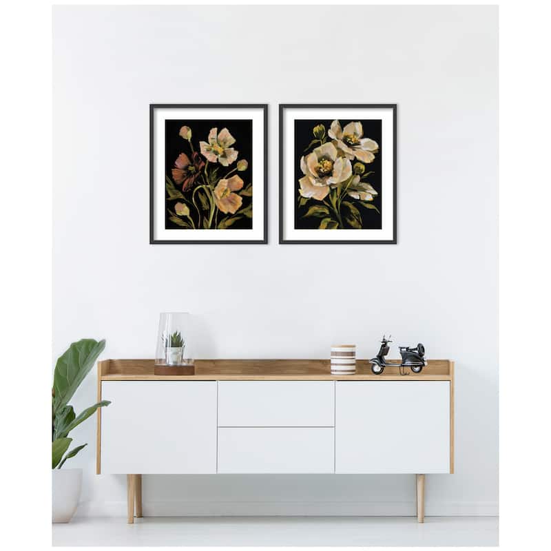 Kate and Laurel Moody Floral 5 & 8 2 Piece Framed Wall Art Print Set by Annie Quigley