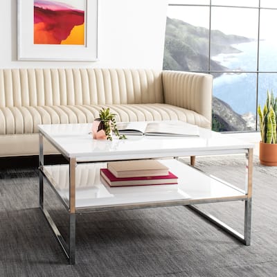 SAFAVIEH Aliza 2-Tier Modern Glam Square Coffee Table - 30" x 30" x 16.5"