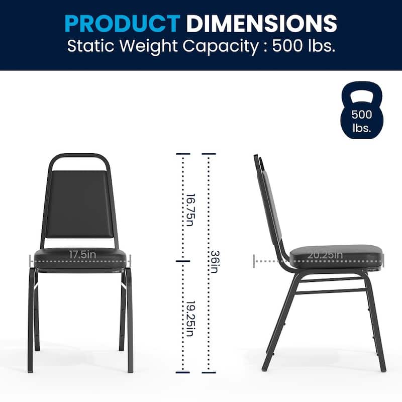 4 Pack Trapezoidal Back Stacking Banquet Chair - 20.25"D x 17.5"W x 36"H