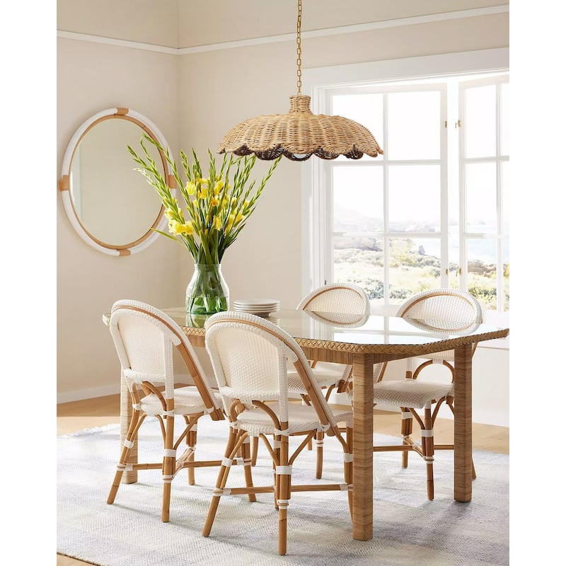 Aurelia Rattan Pendant Light - Natural Hardwired Light Fixture for Kitchen Island or Dining Room in Boho or Coastal Style