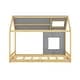 preview thumbnail 5 of 34, Full House Bed with Roof & Window - Pine Wood Support for Kids