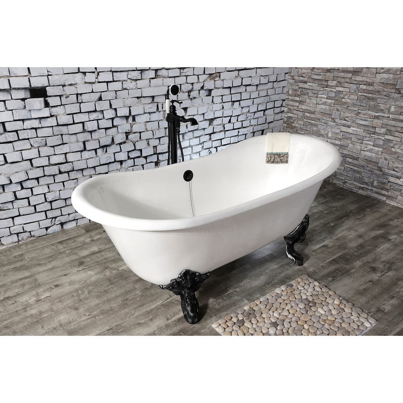 Kingston Brass Aqua Eden 67" Clawfoot Cast Iron Soaking Tub with