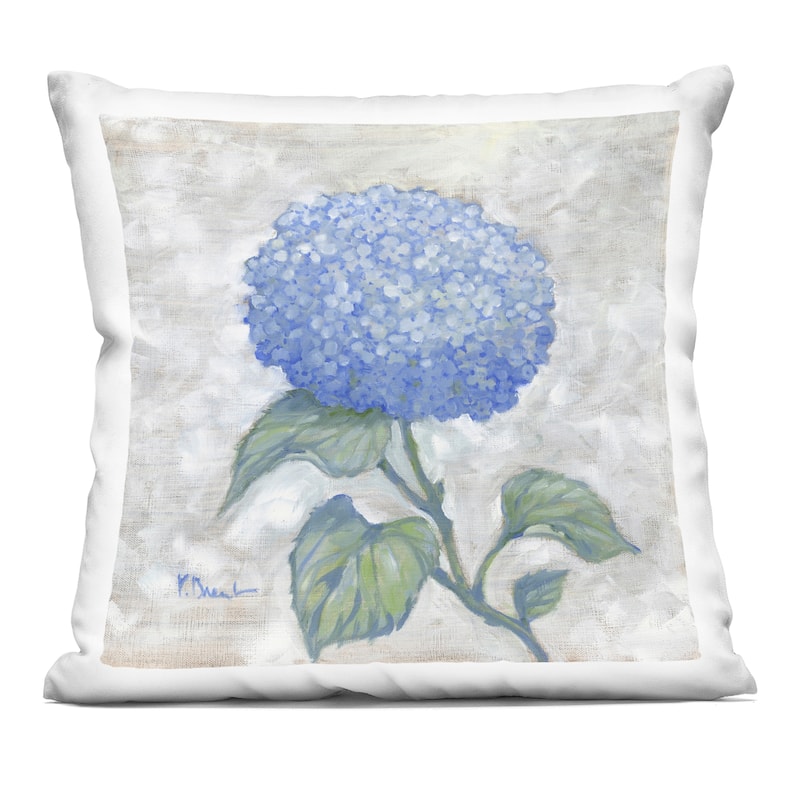 Stupell Round Blue Country Hydrangea Decorative Printed Throw Pillow Design by Paul Brent - Accent - Polyester - Blue - Single