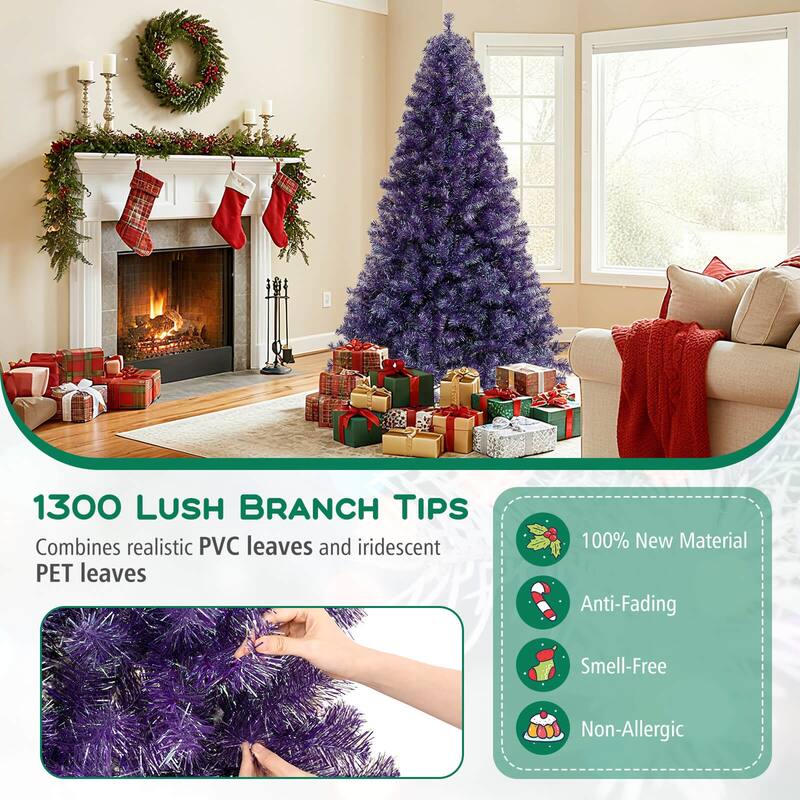 Costway 6.5 FT/7.5 FT Artificial Xmas Tree with 250/550 White LED - See Details