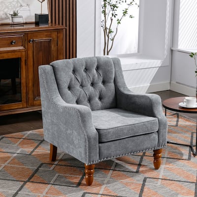 Ailsa Button-Tufted Upholstered Accent Chair by GDFStudio - 25.90"L x24.80"W x 29.50"H