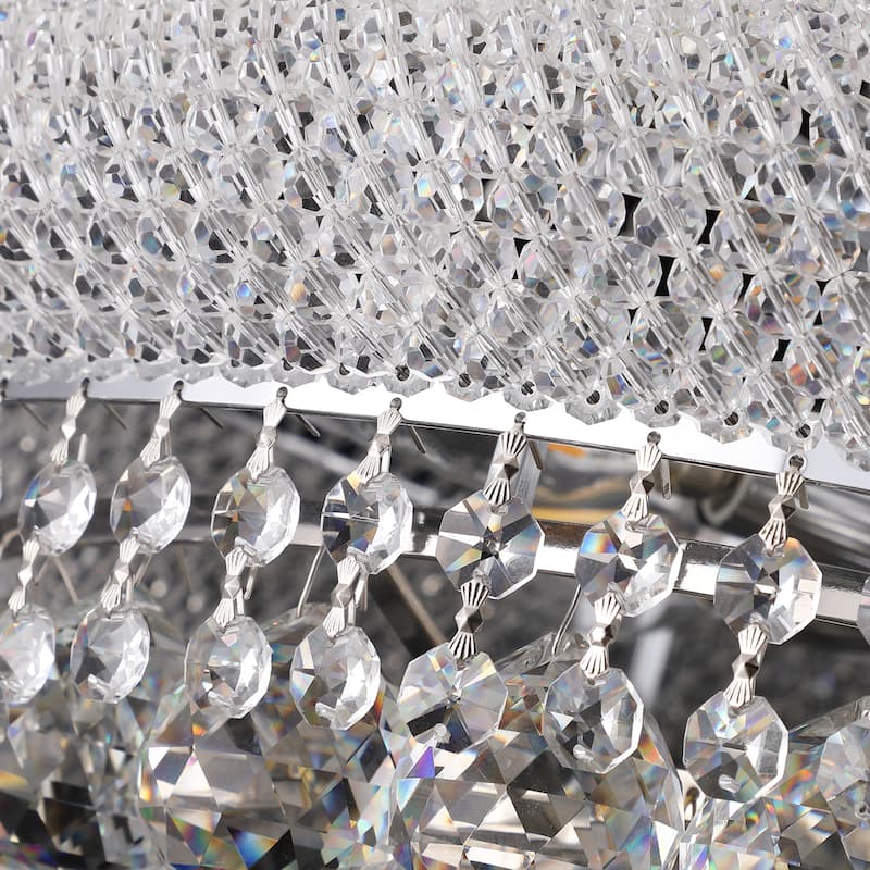 18-Inch Crystal Chandelier Lighting Modern Luxury K9 Bedroom Crystal Chandelier Ceiling Light French Empire Chrome 9 Lights
