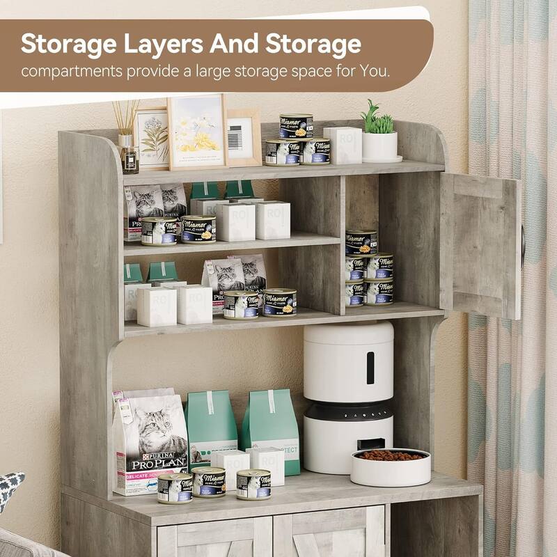 Cat Litter Box Furniture - Enclosed Litter Box with Ample Storage