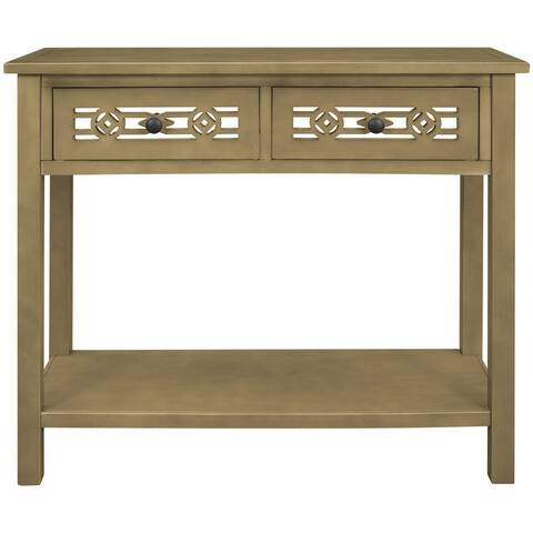 Classic Console Table with Two Top Drawers and Open Shelf