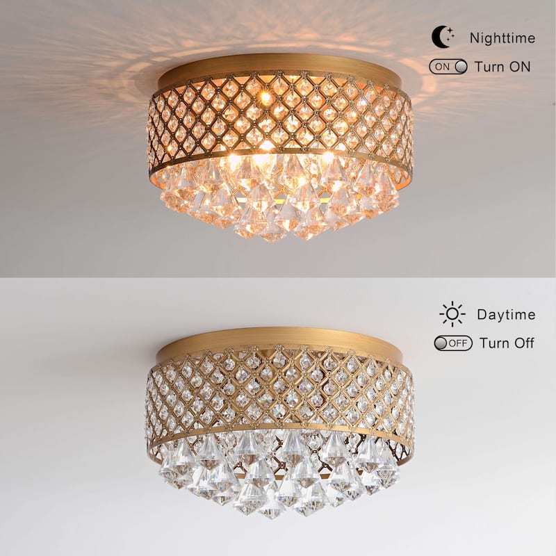 Silver Orchid Taylor 4-light Crystal Flush Mount Chandelier