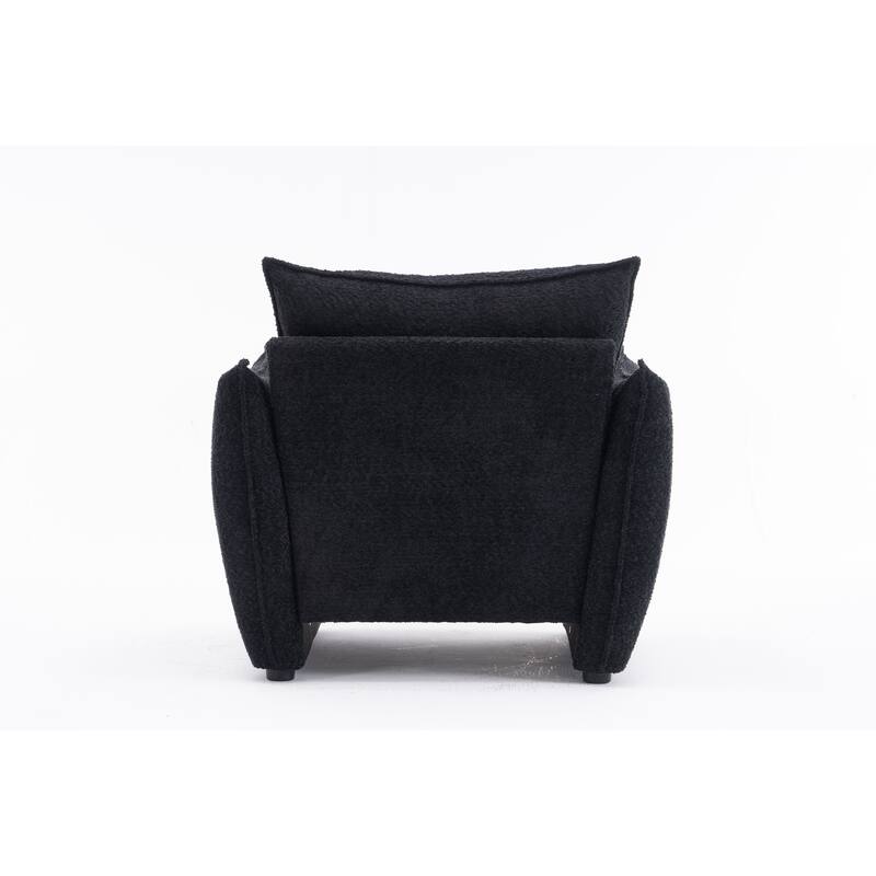 Chenille Sharp-Angle Accent Chairs with Steel Frame and Tool-Free Assembly