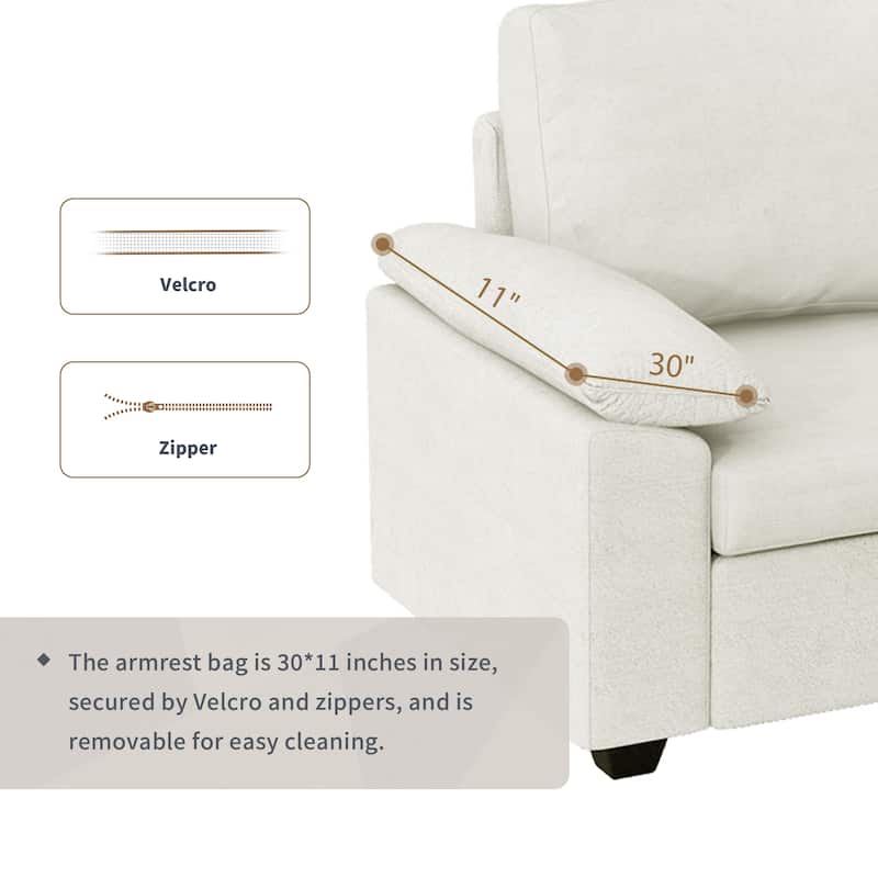 Modern Velvet L Shaped Sectional Sofa Set with Ottoman and Armrest Pillow