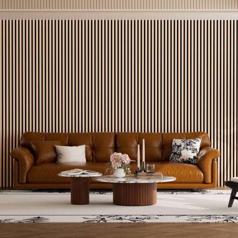47.3" x 23.6" Half Round Slat Acoustic Wall Panels for Ceiling and Wall Decor, 4-Pack (31 sq ft) - Oak