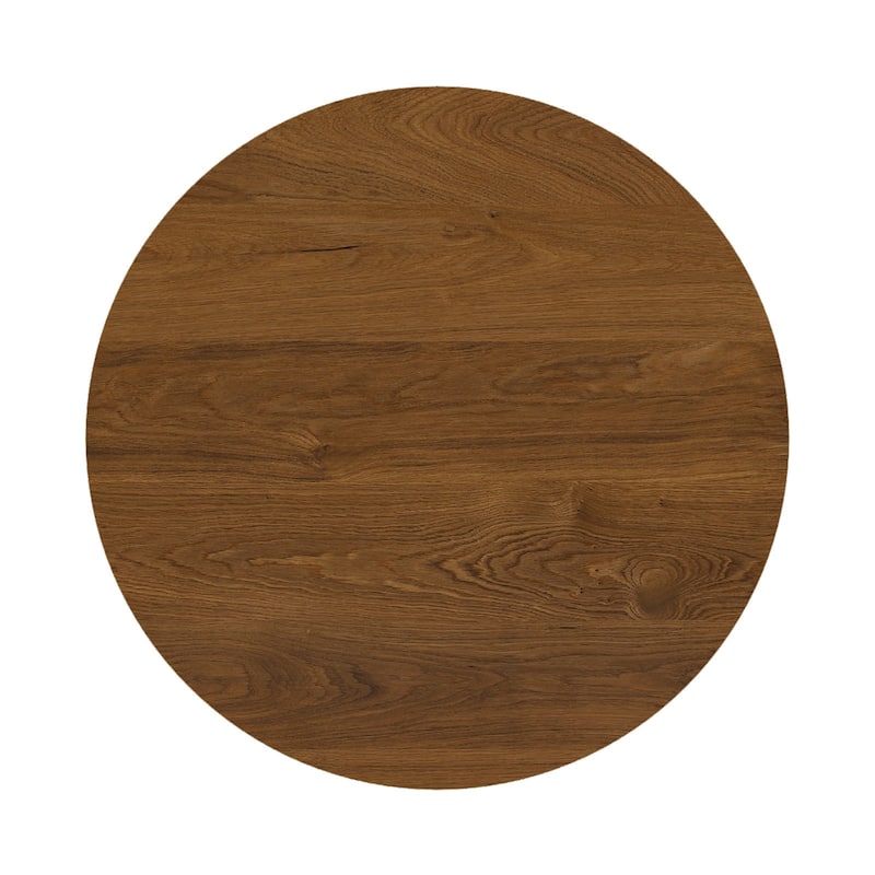 Tempered Glass Top Round Coffee Table with Metal Base