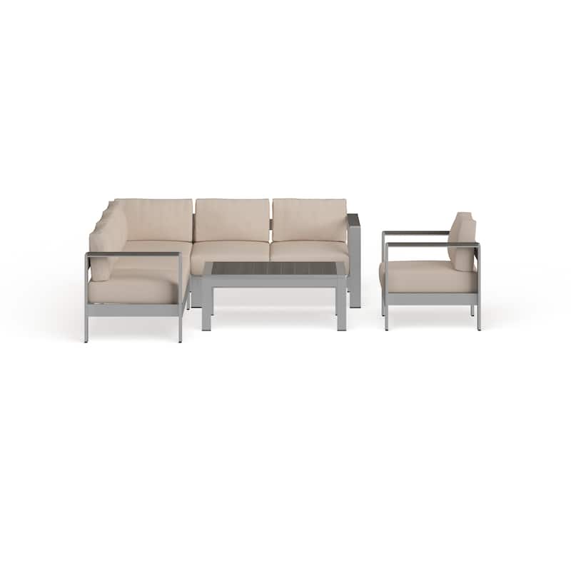 Shore 5 Piece Outdoor Patio Aluminum Sectional Sofa Set