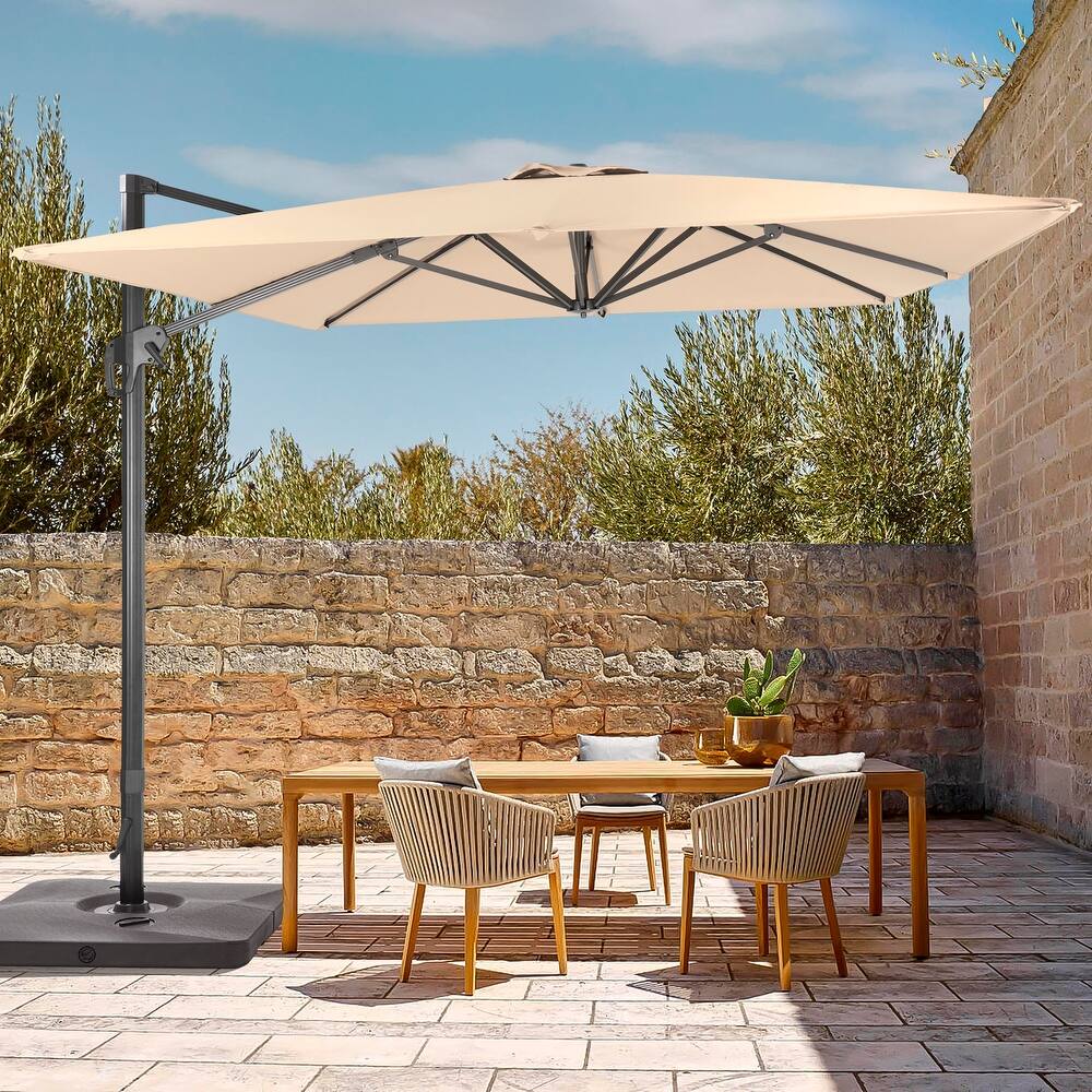 LIVOOSUN 11.5x9FT Aluminum Cantilever Patio Umbrella Solution-Dyed Fabric w/Base