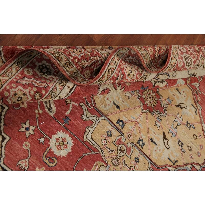 Oriental Heriz Serapi Rug Hand-Knotted Orange Wool Carpet - 8'0"x 10'6"