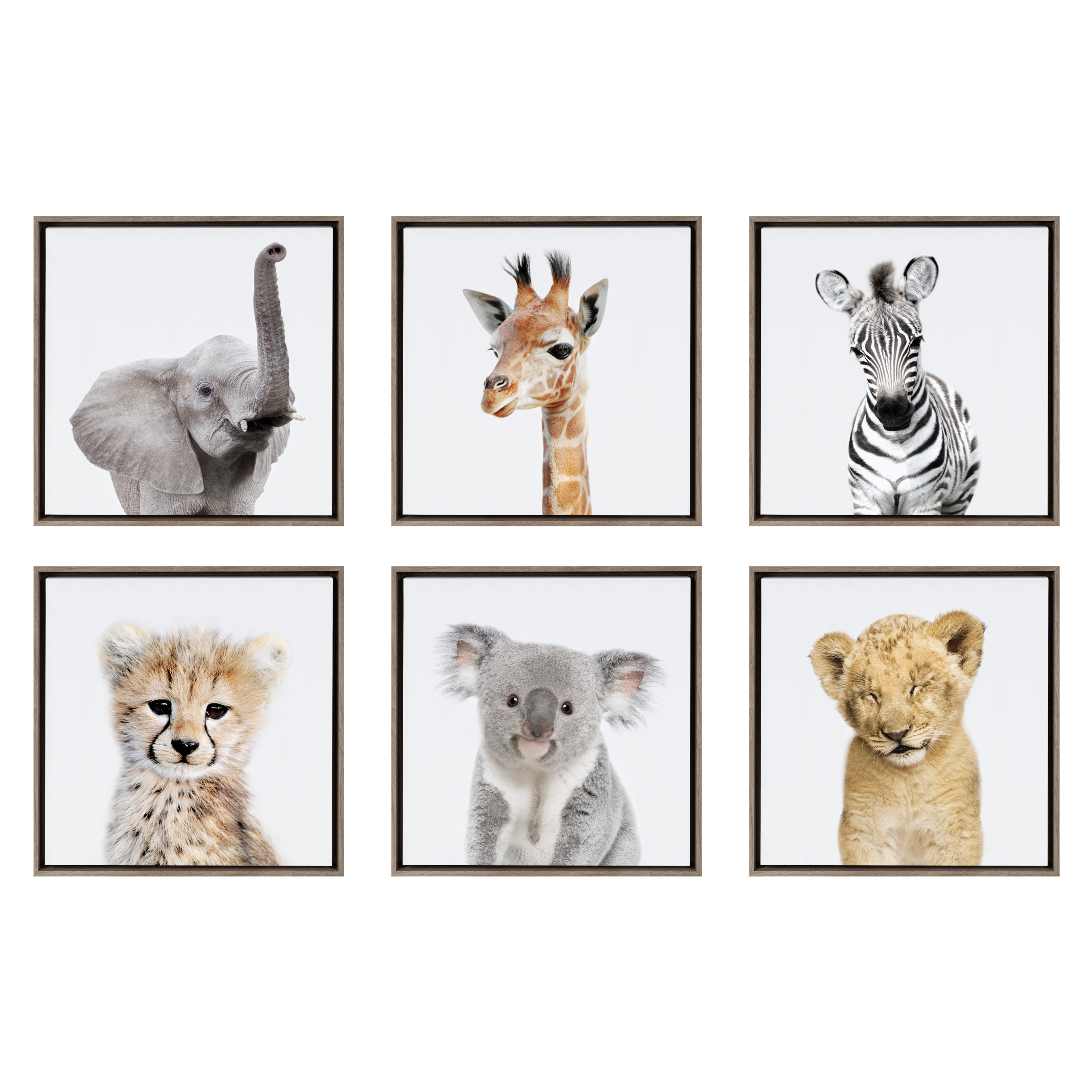 Kate and Laurel Sylvie Safari Animal Framed Canvas by Amy Peterson