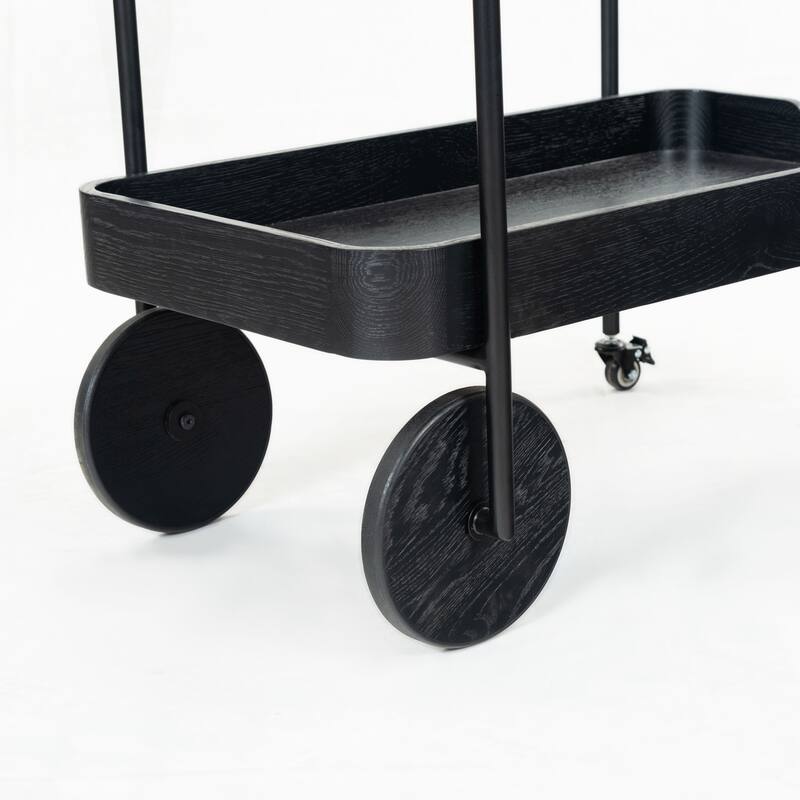 SAFAVIEH Couture Malek Wood And Metal 2 Shelf Bar Cart - 35"W x 19"D x 32"H