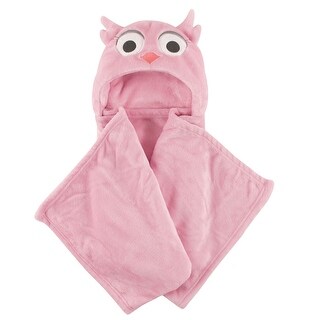 Hudson Baby Infant Girl Hooded Animal Face Plush Blanket, Pink Owl, One Size - Pink Owl - One Size