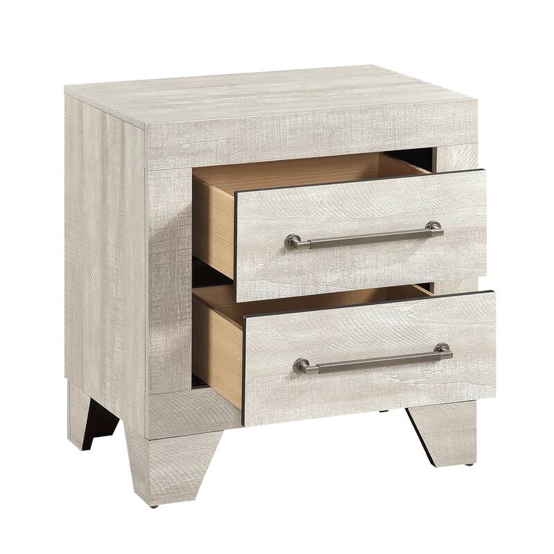 Gray Oak Nightstand with Two Dovetail Drawers