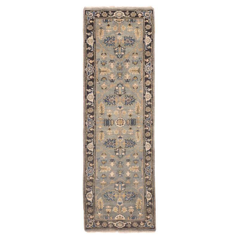 ECARPETGALLERY Hand-knotted Finest Agra Jaipur Teal Wool Rug - 2'5 x 7'11
