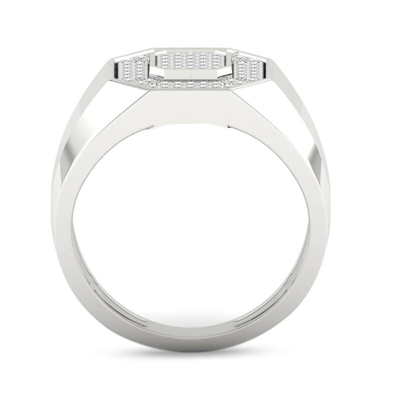 1/4ct TDW Cluster Diamond Ring in Silver for Men