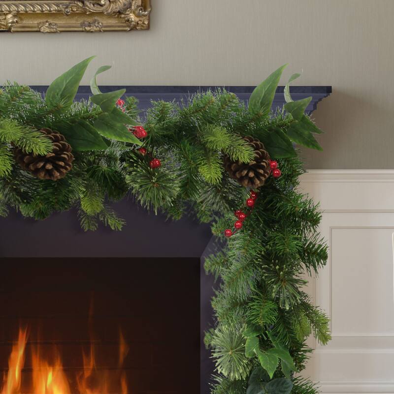 Puleo International 9 ft x 10" Decorated Christmas Garland - 9 ft. x 10"