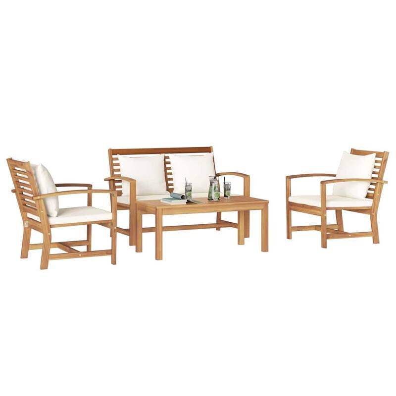 vidaXL Garden Sofa Set Natural Solid teak wood - 37 x 18 x 16