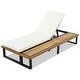 preview thumbnail 15 of 18, Outdoor Chaise Lounge Chair with 5-Position Adjustable Backrest and Wood Side Table