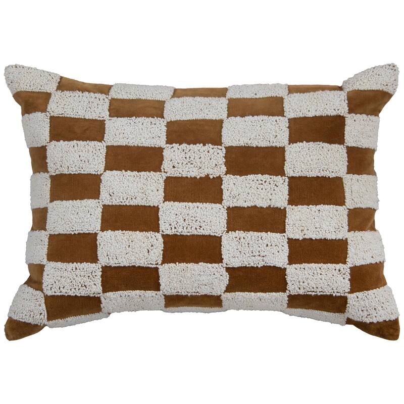 Rizzy Home Geometric Embroidered Throw Pillow - Cover Only - Natural/Brown