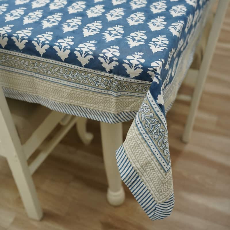 Fabdivine Handmade Block Print Cotton Table Cover Farmhouse Dining Kitchen Decor Gift