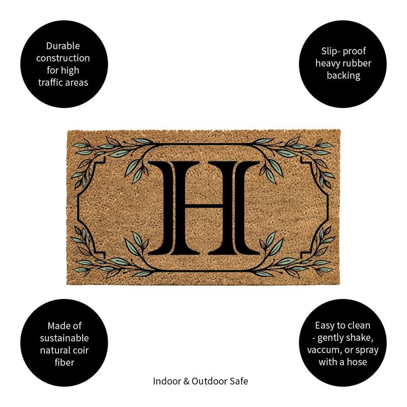 28 in. x 16 in. Monogram Coir Mat, Letter "H"