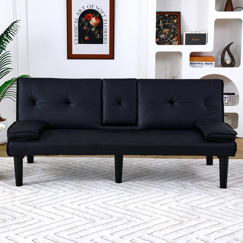 PVC multi-functional sofa bed, with a foldable and cup holder design - Black