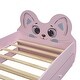 preview thumbnail 6 of 22, Cartoon Twin Size Platform Bed with Trundle and Cute Headboard, Kids Bed Frame with Sturdy Wood Construction, Pink