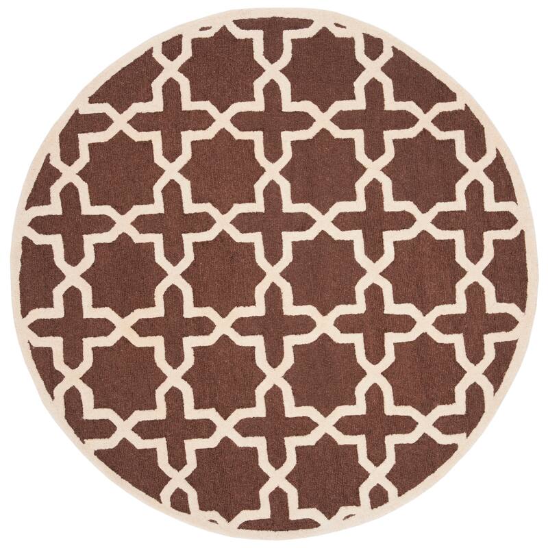 SAFAVIEH Handmade Cambridge Remedios Geometric Wool Rug - 8' Round - Dark Brown/Ivory