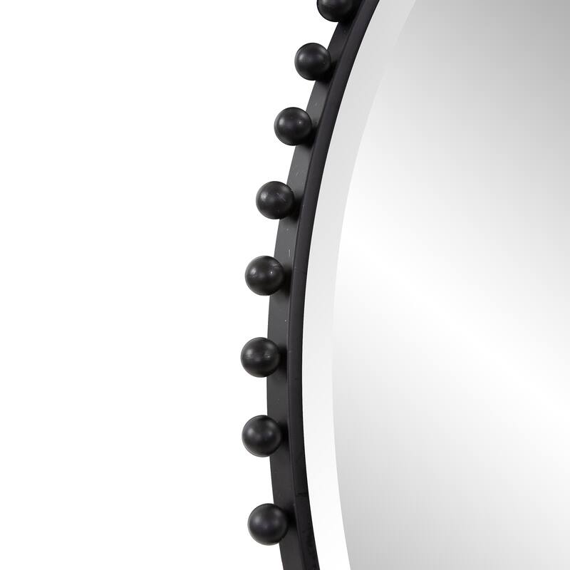 Allan Andrews Hand Forged Round Beaded Metal Framed Mirror - 34"D