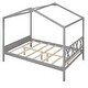 preview thumbnail 34 of 36, Full Size Wood House Bed with Storage Space and Roof