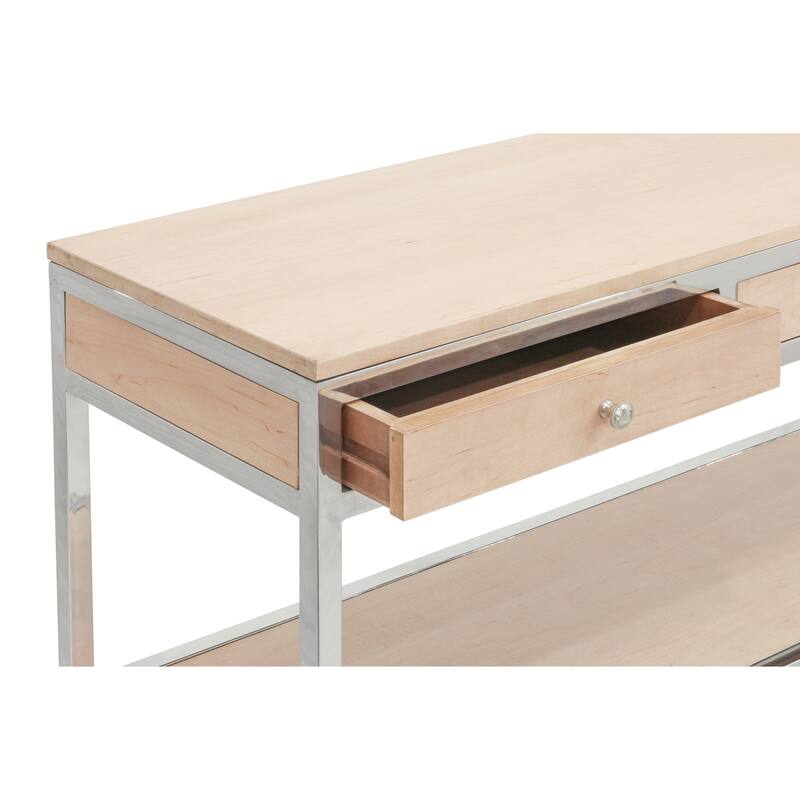 Pasargad Home Oren Cream/Silver Console Table with 3 Drawers - W55" x D15.75" x H32.5"