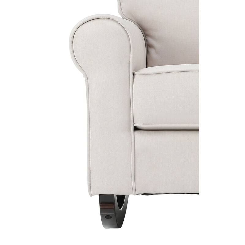 Beige Fabric Rocking Chair Constructed of solid hardwood,Beautifully designed with wide seat and armrest