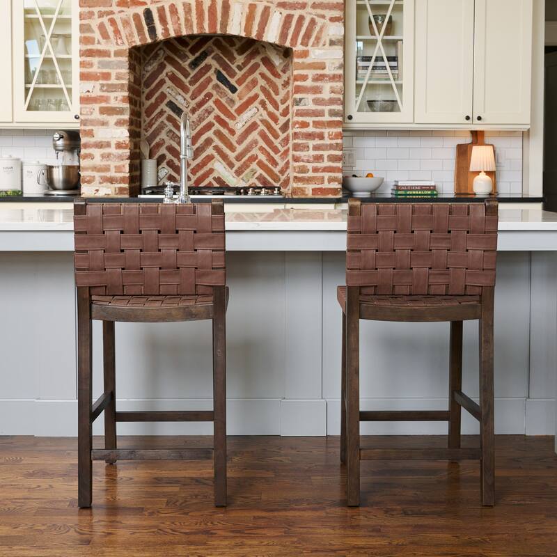 Maven Lane Noah Kitchen Dining Stool with Vegan Leather